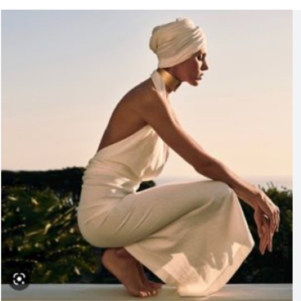 Zara Linen blend midi dress Oyster white 7744/586